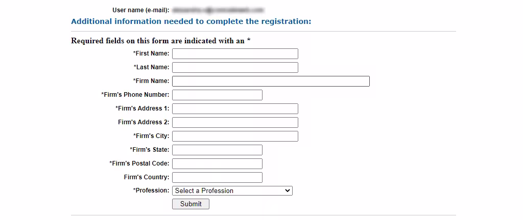 FindLaw lawyer directory registration form