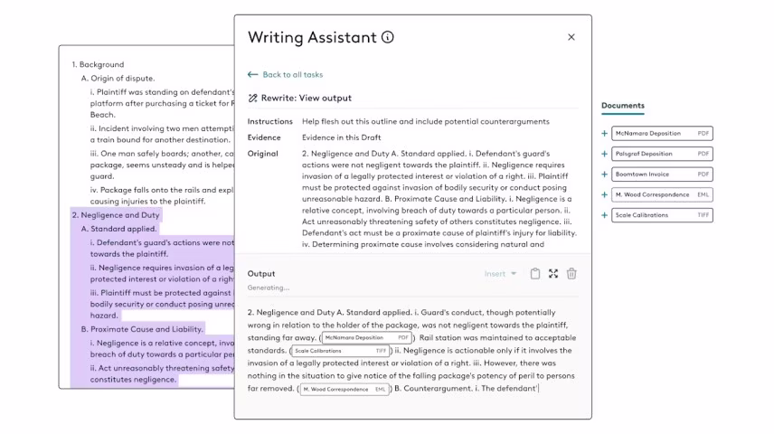 writing assistant by Everlaw