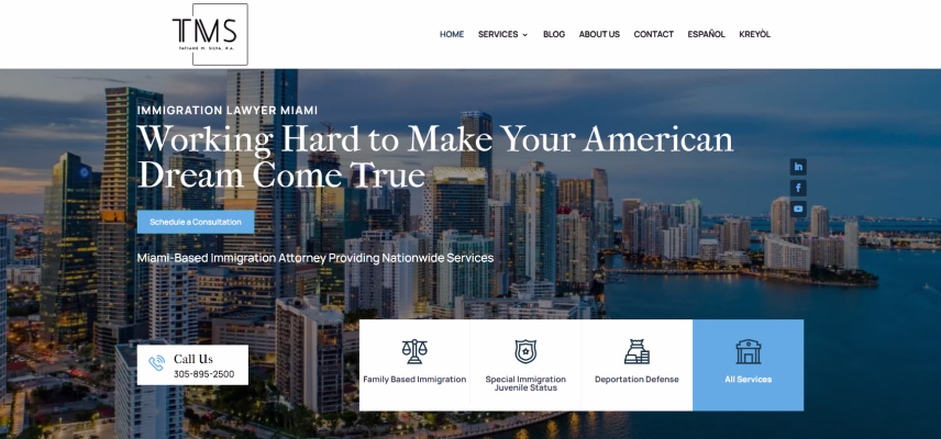 The Law Office of Tatiane M. Silva website