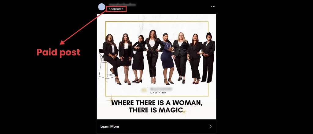 Instagram sponsored post