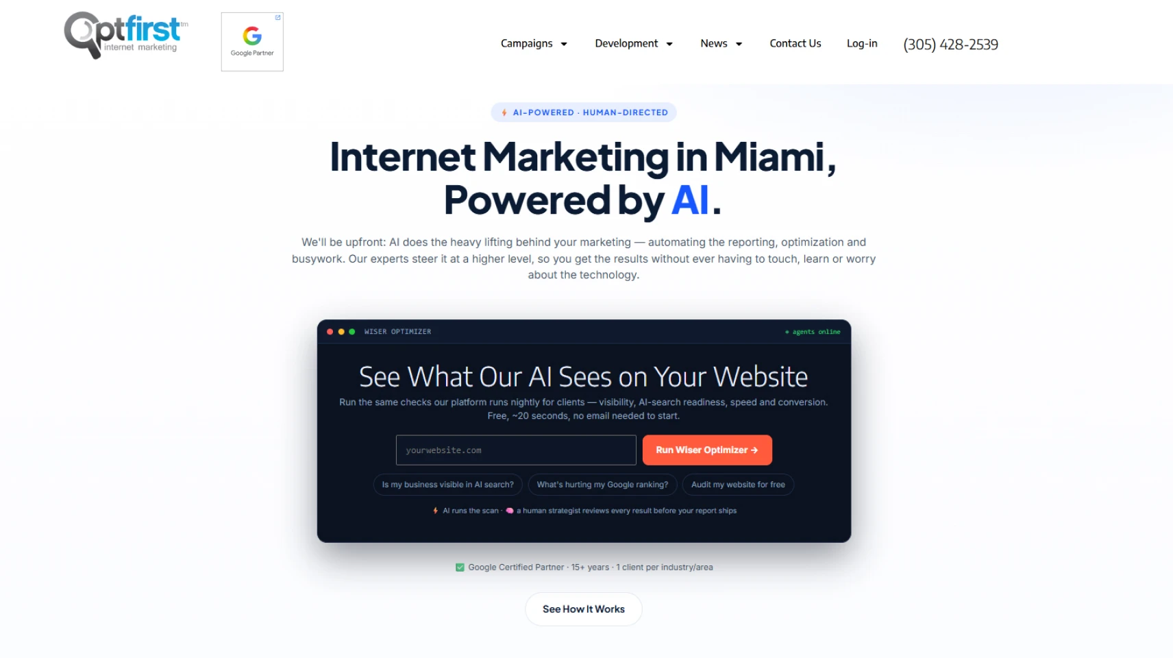 OptFirst homepage
