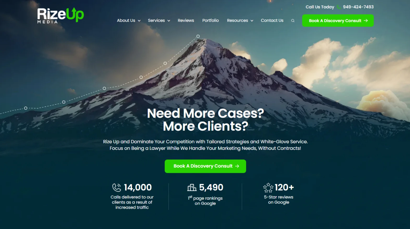 RizeUp Media homepage